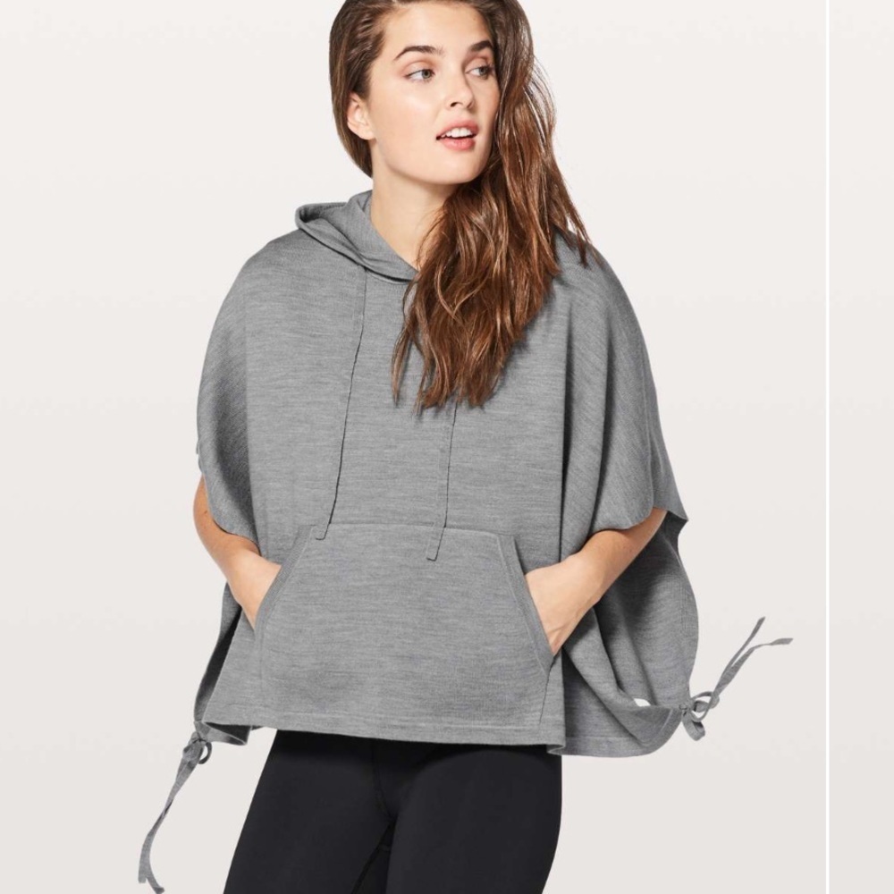 Lululemon All In A Day Hooded Poncho Sweeter Ties 100% Merino Wool Layering